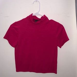 magenta mock neck tee
